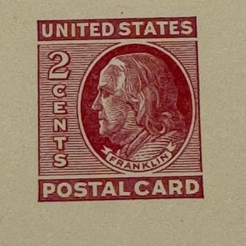 Vintage US Postal Card 2 Cent Benjamin Franklin Red Stamp Unused Lot of 25